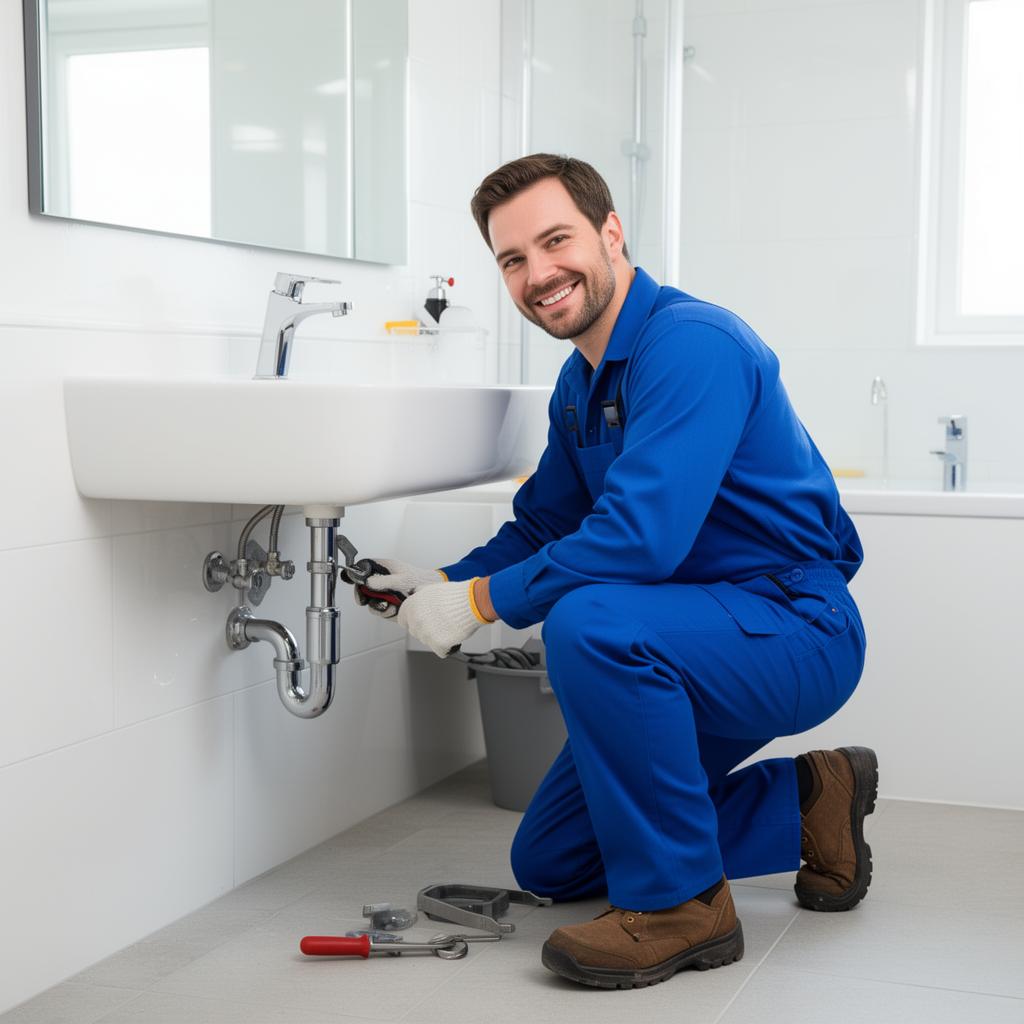 Professional plumber at work