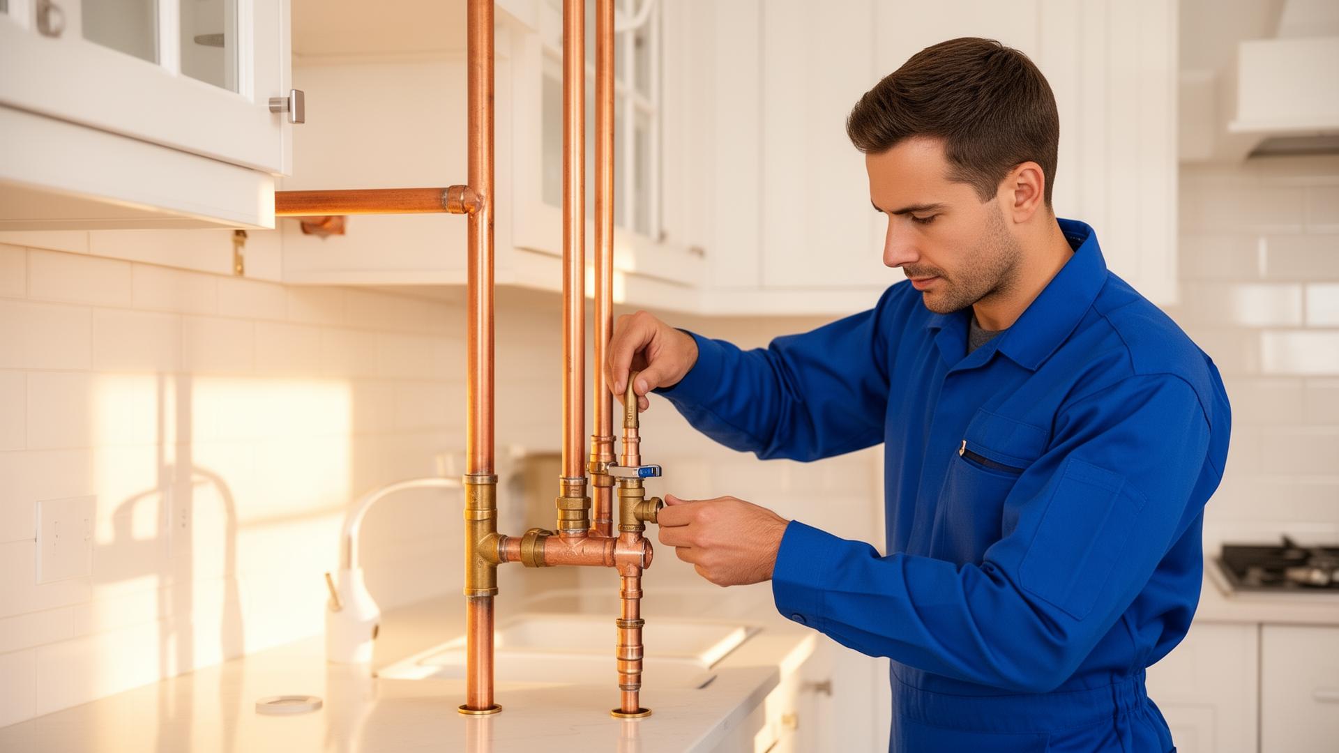 Professional plumber at work